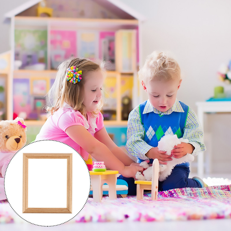 Κορνίζα Φωτογραφία Εικόνα Κορνίζες σπιτιού Ημιτελή ξύλινα έπιπλα μινιατούρα Μίνι θήκη κοπής Θέση ξύλινο παιδικό μοντέλο στηρίγματα