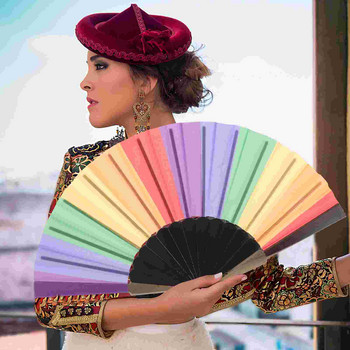 Rainbow Folding Fan Dance Китайски сгъваеми вентилатори Pride Аксесоари Creative Hand Held Exquisite Dancing