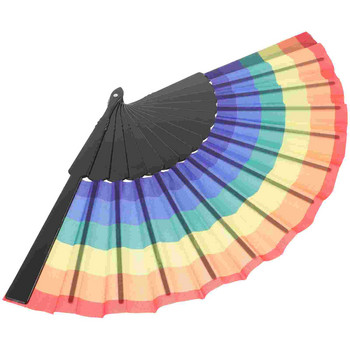 Rainbow Folding Fan Dance Китайски сгъваеми вентилатори Pride Аксесоари Creative Hand Held Exquisite Dancing