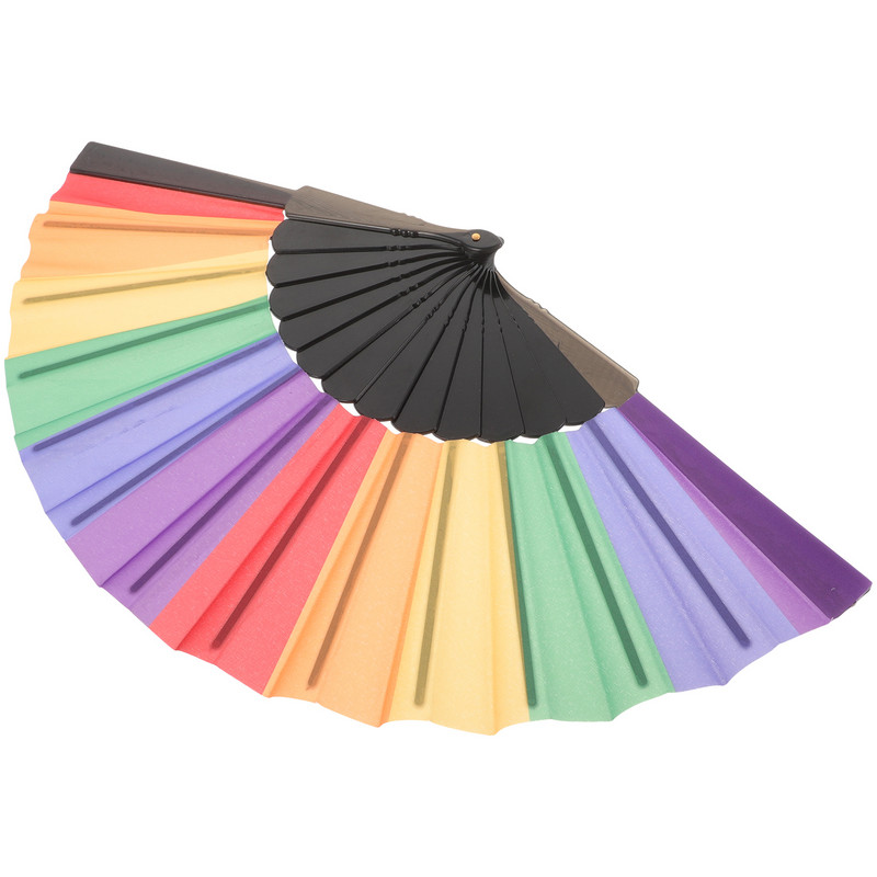 Varavīksnes saliekamās vēdekļdejas Ķīniešu salokāmie vēdekļi Pride Aksesuāri Radoši roku turami Izsmalcinātas dejas