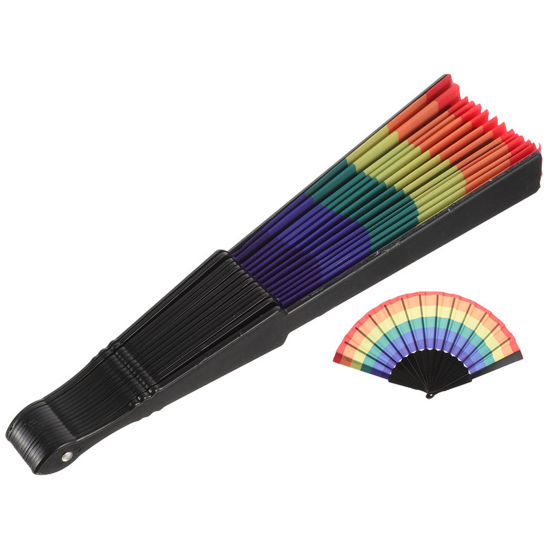 Varavīksnes saliekamās vēdekļdejas Ķīniešu salokāmie vēdekļi Pride Aksesuāri Radoši roku turami Izsmalcinātas dejas