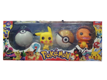 Комплект фигурки Pokémon, С топки, Пластмасови, Жълт/Оранжев, 2 Броя