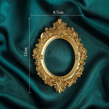 Ретро златна смола Мини фоторамка Орнаменти Винтидж малка рамка за позициониране на бижута Дисплей за бижута Подпори Декорация на дома