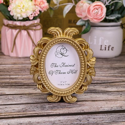 Retro aranygyanta mini fotókeret díszek Vintage kis ékszerek elhelyezési keret ékszer kijelző kellékek otthoni dekoráció