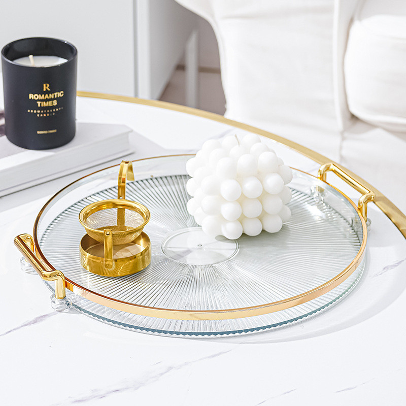Apaļa uzglabāšanas paplāte Mājas viesistaba Kafijas galds Tējas tase Uzglabāšanas šķīvis Akrila paplāte Aromterapija Organizatora paplāte Mājas dekors