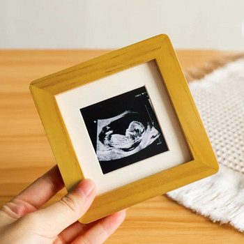 Τετραδιάστατη έγχρωμη εικόνα υπερήχων μωρού από μασίφ ξύλο Επιφάνεια εργασίας γραφείου μικρή κορνίζα Baby Growth Record Κορνίζα