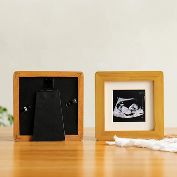 Τετραδιάστατη έγχρωμη εικόνα υπερήχων μωρού από μασίφ ξύλο Επιφάνεια εργασίας γραφείου μικρή κορνίζα Baby Growth Record Κορνίζα