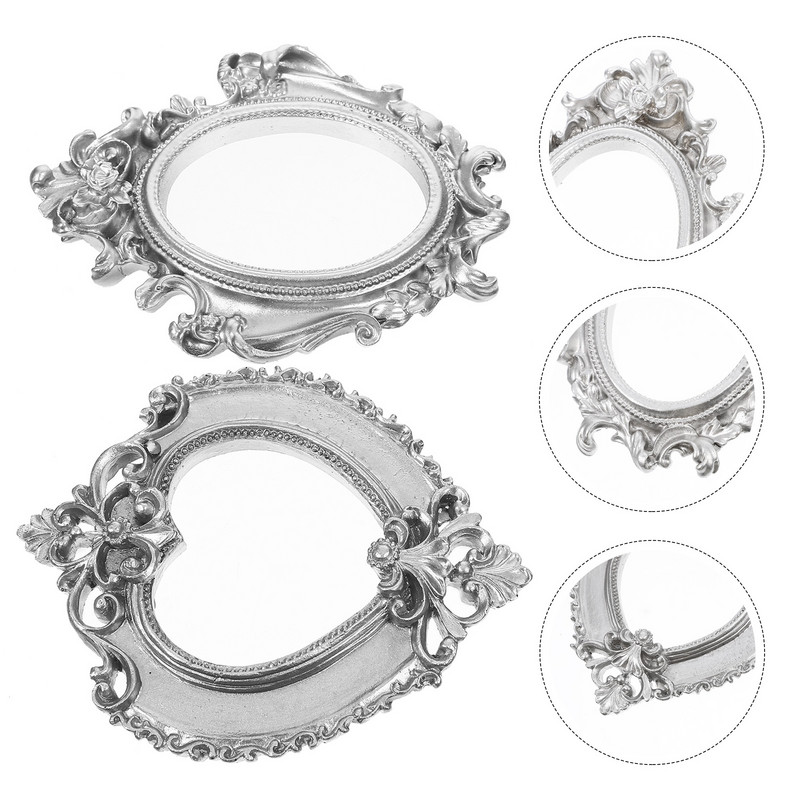 Rāmis Attēlu rāmji Fotoattēlu sveķu Mini displejs Zelta vintage rotaslietas Fotogrāfija Gothic Style Retro piekarināma pie sienas Galdvirsma oval