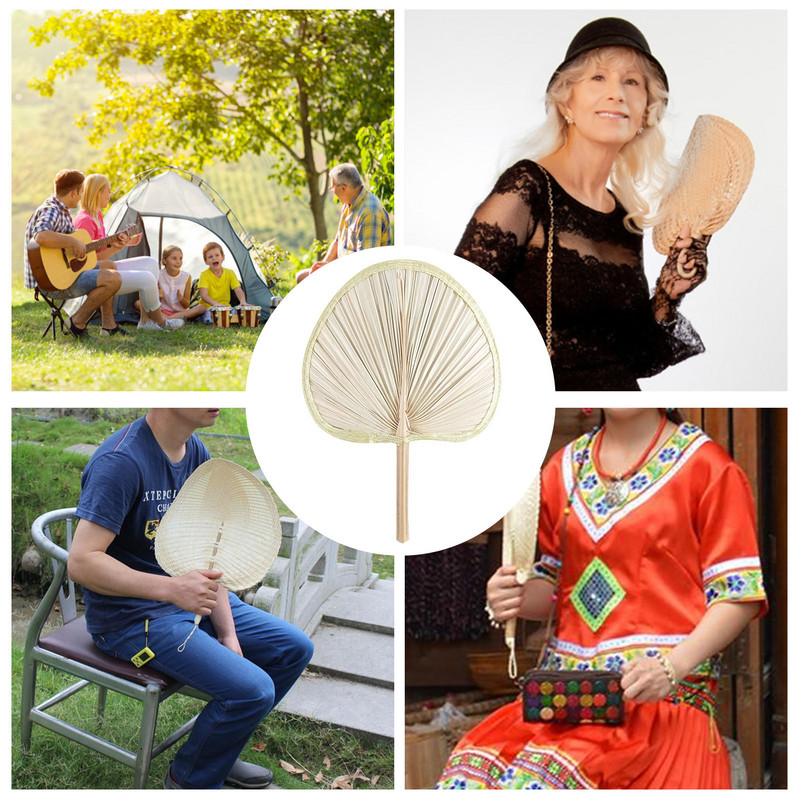 1 vnt. rankų darbo ventiliatorius, rankinis palmių lapų ventiliatorius, šaunus kūdikių uodų atbaidymo ventiliatorius vasaros vadovas šiaudinis rankinis ventiliatorius palmių lapelis