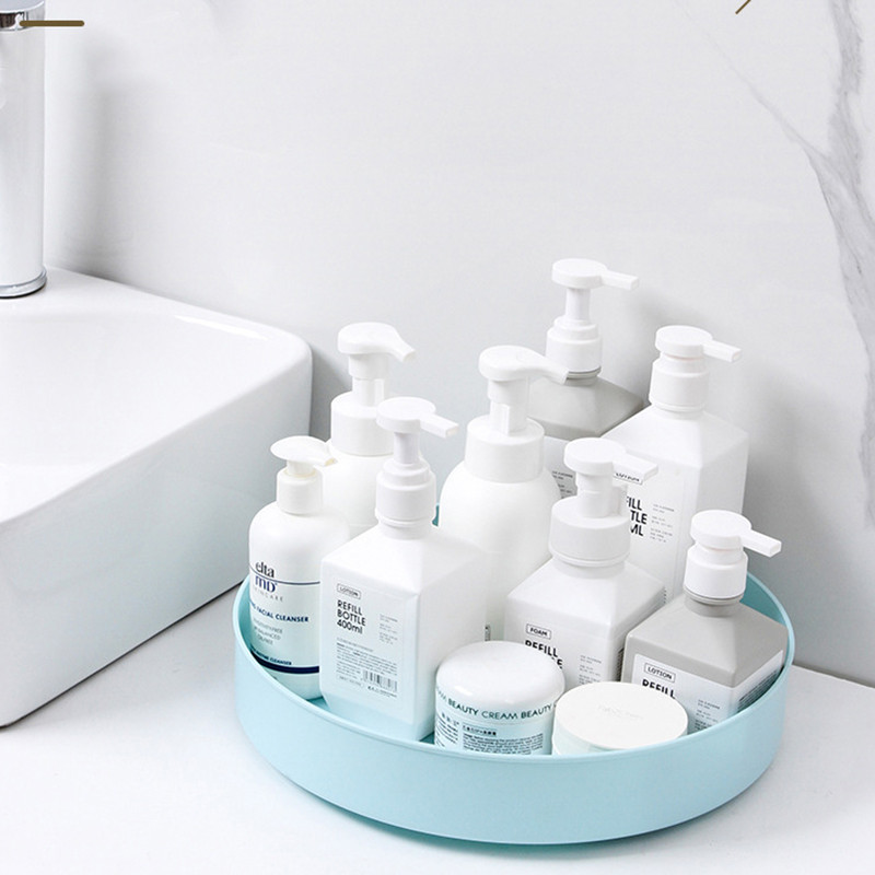 Japāņu virtuves garšvielu plaukts 360 grādos rotējošs galda virsmas uzglabāšanas paplāte vannas istabas kosmētikas organizators 3 krāsu