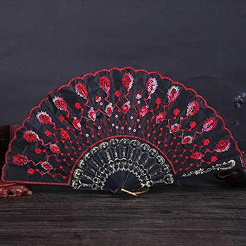 Красиви декоративни ветрила Пластмасов плат Сгъваем ръчен вентилатор Цвете Сватба за организирано парти Танцов модел Стил Испански