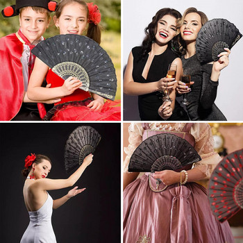 Όμορφοι διακοσμητικοί ανεμιστήρες Πλαστικό ύφασμα πτυσσόμενο ανεμιστήρα χεριών Γάμος λουλουδιών για πάρτι Μοτίβο χορού Ισπανικό