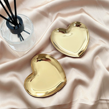 Δίσκος καρδιάς από ανοξείδωτο ατσάλι Καλλυντικά Δίσκος κοσμημάτων Μεταλλικός δίσκος αποθήκευσης σπιτιού Διακοσμητικό πιάτο Sweetheart