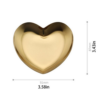 Δίσκος καρδιάς από ανοξείδωτο ατσάλι Καλλυντικά Δίσκος κοσμημάτων Μεταλλικός δίσκος αποθήκευσης σπιτιού Διακοσμητικό πιάτο Sweetheart