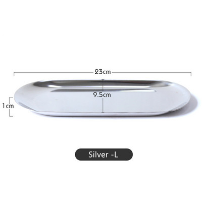 Mūsdienīga metāla rozā zelta plāksnes metāla ovāla juvelierizstrādājumu paplāte Noderīgi uzglabāšanas piederumi nerūsējošā tērauda plāksnes galddatora saņemšanas trauks