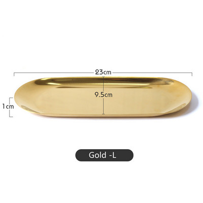 Mūsdienīga metāla rozā zelta plāksnes metāla ovāla juvelierizstrādājumu paplāte Noderīgi uzglabāšanas piederumi nerūsējošā tērauda plāksnes galddatora saņemšanas trauks