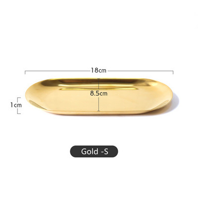 Mūsdienīga metāla rozā zelta plāksnes metāla ovāla juvelierizstrādājumu paplāte Noderīgi uzglabāšanas piederumi nerūsējošā tērauda plāksnes galddatora saņemšanas trauks