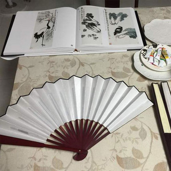 10-инчов копринен плат празен китайски сгъваем вентилатор дървен бамбуков античен ръчен вентилатор за калиграфска живопис домашен декор
