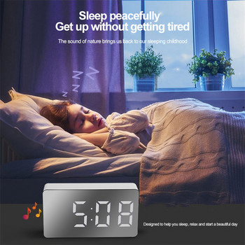 Огледало Настолен часовник Цифрова USB аларма Snooze Display Time Night LED Light Desktop Home Decor Gifts for Children