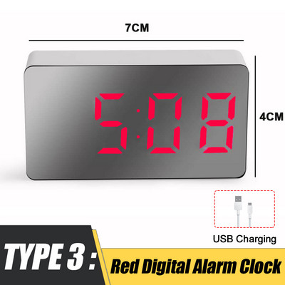 Veidrodinis stalo laikrodis Skaitmeninis USB žadintuvas snaudimo ekrano laikas Naktinis LED apšvietimas Stalinis stalas Namų dekoro dovanos vaikams