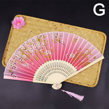 Сгъваем вентилатор в древен стил, преносим бамбуков вентилатор, цветен прасковен занаят, розов танцов вентилатор, подарък за сватбено тържество, занаятчийски орнамент, декорация