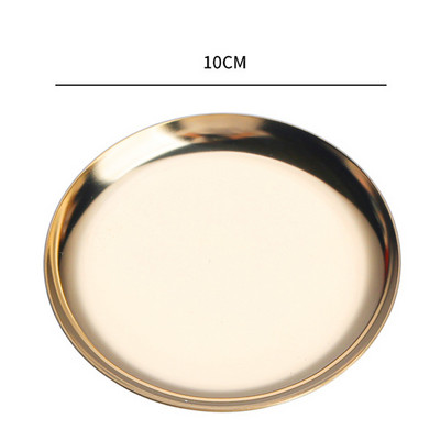 Ins nerūsējošā tērauda apaļa glabāšanas paplāte Galddatora Kosmētika Juvelierizstrādājumu glabāšanas paplāte Metāla paplāte Foto ornaments