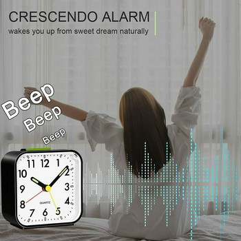 Αναλογικά αθόρυβα ξυπνητήρια Μικρό αθόρυβο μη χτυπώντας αναλογικό ρολόι χαλαζία με ελαφριά αναβολή για βαρείς ύπνους Υπνοδωμάτιο γραφείου
