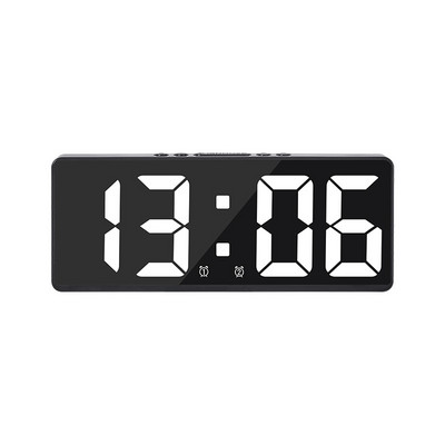 Akril/tükrös digitális ébresztőóra Hangvezérlés Szundi Éjszakai mód Asztali óra 12/24H Zavarásgátló funkció Elektronikus LED óra