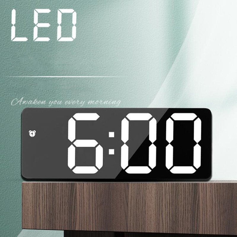 Akril/tükrös digitális ébresztőóra Hangvezérlés Szundi Éjszakai mód Asztali óra 12/24H Zavarásgátló funkció Elektronikus LED óra