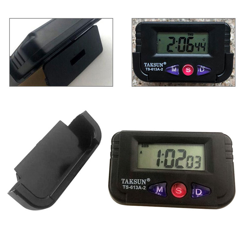 Nešiojamas skaitmeninis laikrodis Automobilinis kišeninis elektroninis kelionių žadintuvas 12 valandų data Automobilių elektroninis chronometras žadintuvas