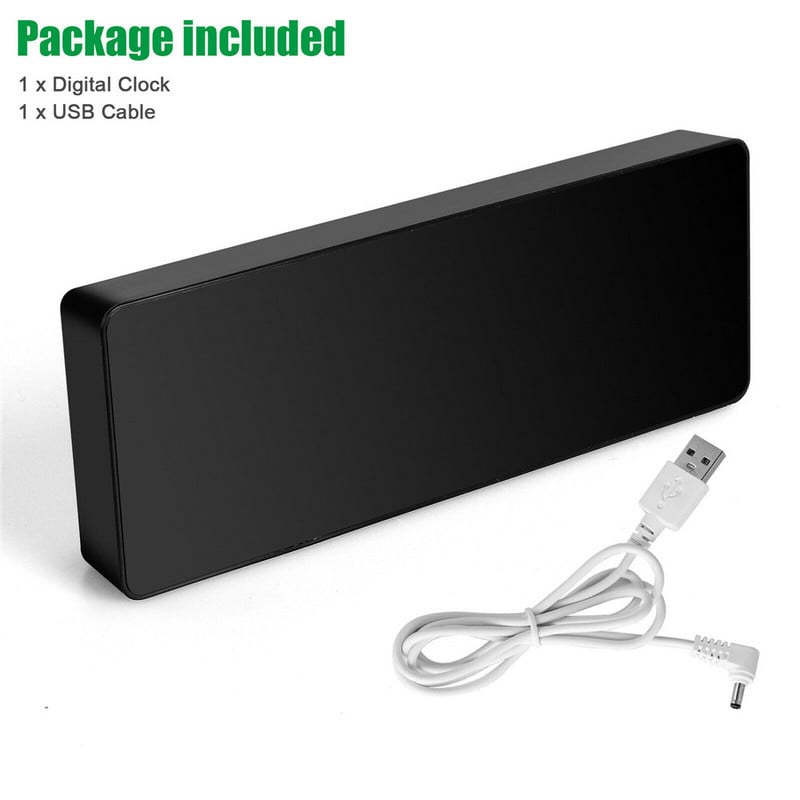 Digitális LED asztali ébresztőóra nagy tükör kijelző USB szundi hőmérséklet mód