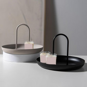 Stolna ladica za pohranu, nordijske plastične okrugle ladice za nakit, dnevni boravak, kuhinjski stol, poslužavnik za obroke, grickalice, tanjur s ručkom, uređenje doma