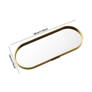 Χρυσό γυάλινο καθρέφτη Διακοσμητικός δίσκος αποθήκευσης για επιδόρπιο μακιγιάζ Κοσμήματα Κολιέ Βραχιόλι Τραπέζι Άρωμα Νύφες γάμου