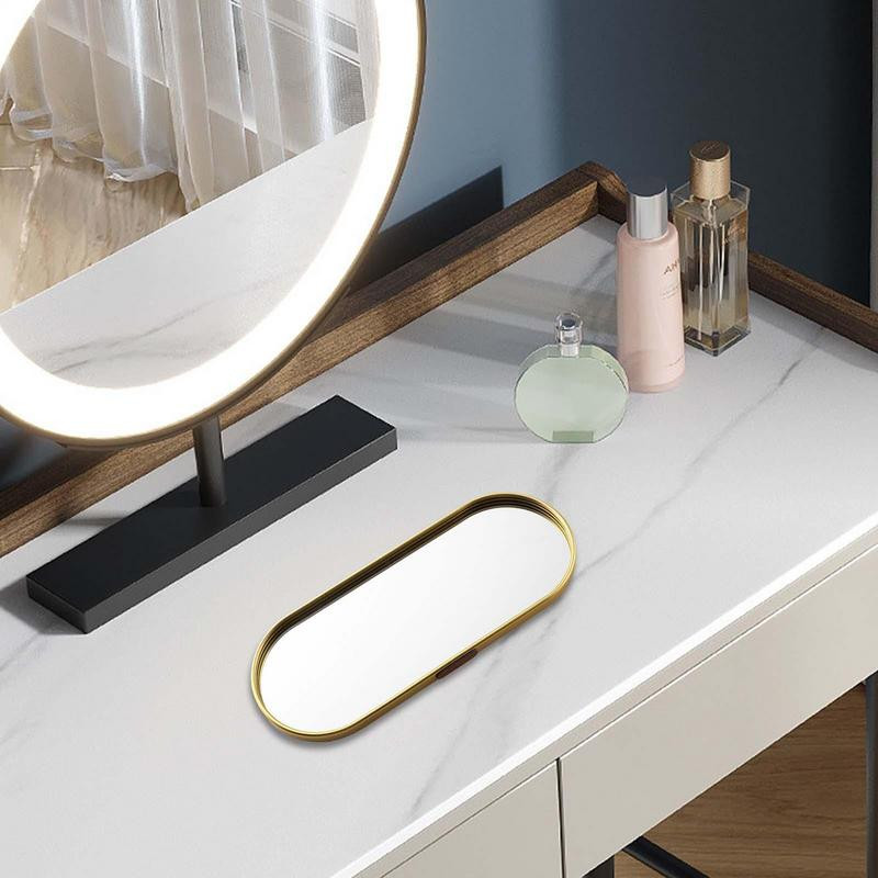 Zelta stikla spoguļa dekoratīvā uzglabāšanas paplāte grima deserta šķīvja rotaslietām kaklarotas rokassprādzes galda smaržas kāzu līgavām