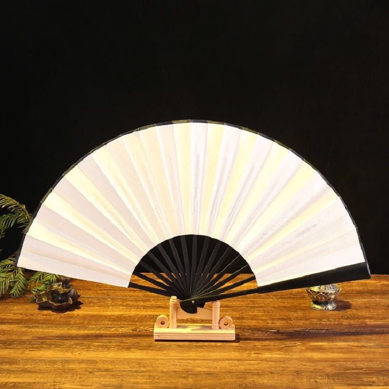 Μεταξωτός κινέζικος πτυσσόμενος ανεμιστήρας Vintage ανεμιστήρας χεριών Ξύλινο μπαμπού DIY Craft Painting Party Decoration Δώρο για ζωγραφική καλλιγραφίας