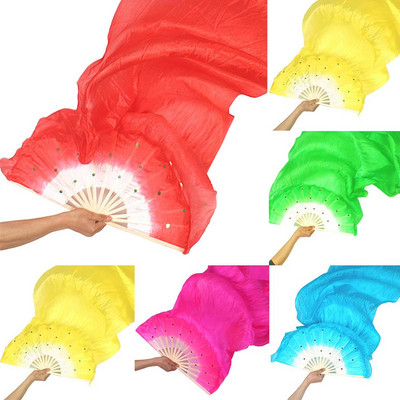 Танцови фенове Издръжливо 5-цветно копринено ветрило с десни ръце, върбовидни нитове Фиксирани танцьорски воали за сценични изпълнения Fã Especial Para Dança