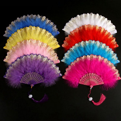 Jelmez kiegészítők Vintage kézzel készített édes tündérlány esküvői ajándék toll összecsukható legyező party dekoráció tánc kézi ventilátor