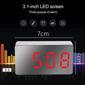 Ceas cu alarmă cu oglindă digitală cu LED Mini ceas Multifuncțional Amânare Afișare Ora Noapte Lumină LCD Masă Desktop USB 5v/Fără baterie