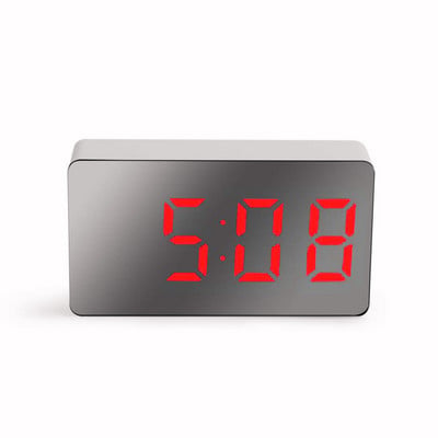Ceas cu alarmă cu oglindă digitală cu LED Mini ceas Multifuncțional Amânare Afișare Ora Noapte Lumină LCD Masă Desktop USB 5v/Fără baterie