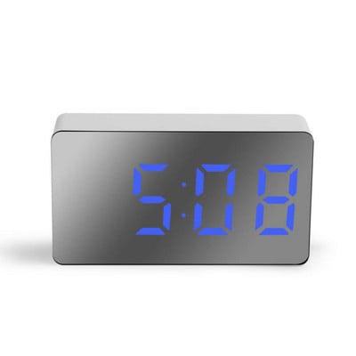 Ceas cu alarmă cu oglindă digitală cu LED Mini ceas Multifuncțional Amânare Afișare Ora Noapte Lumină LCD Masă Desktop USB 5v/Fără baterie