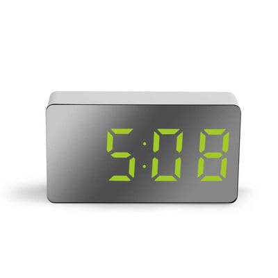 Ceas cu alarmă cu oglindă digitală cu LED Mini ceas Multifuncțional Amânare Afișare Ora Noapte Lumină LCD Masă Desktop USB 5v/Fără baterie