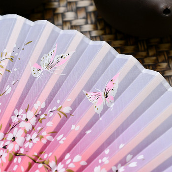 Сгъваем ръчен вентилатор Винтидж копринени бамбукови вентилатори от китайски плат Pattern Art Craft Japanese Fan Decoration Home Bride Ръчен сгъваем вентилатор
