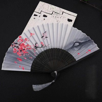 Összecsukható kézi legyező Vintage selyem bambusz kínai szövet legyezők minta művészet kézművesség japán legyező dekoráció otthoni menyasszony kézi összecsukható ventilátor