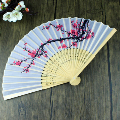 Összecsukható kézi legyező Vintage selyem bambusz kínai szövet legyezők minta művészet kézművesség japán legyező dekoráció otthoni menyasszony kézi összecsukható ventilátor