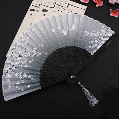 Összecsukható kézi legyező Vintage selyem bambusz kínai szövet legyezők minta művészet kézművesség japán legyező dekoráció otthoni menyasszony kézi összecsukható ventilátor