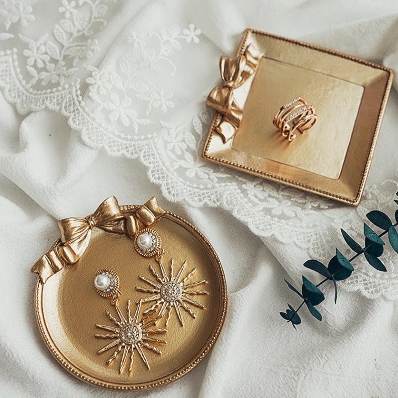 Nordijski retro stil Dekoracija ladice za pohranu u metalik boji Podmetač za kavu Pladanj za nakit Rekviziti za fotografije Ukrasi Uređenje doma