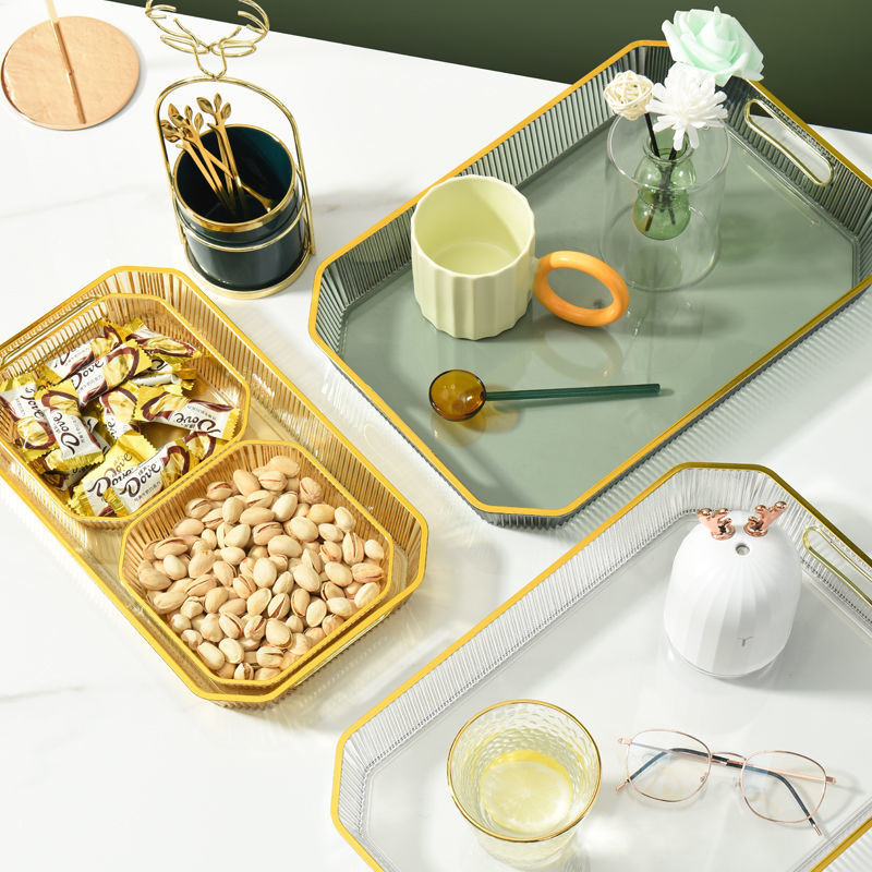 Paplātes apdares paplātes organizators Kosmētikas uzglabāšanas kaste Mājas apdares šķīvis augļiem kafijas tase Žāvētu augļu uzglabāšanas statīvs galddatora plaukts