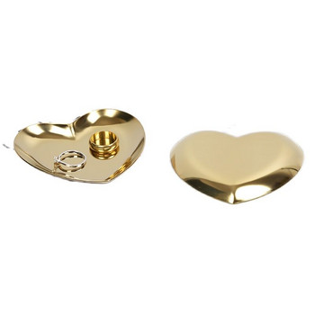 Златен пръстен за бижута във формата на сърце в скандинавски стил Ins. Метална табла за съхранение