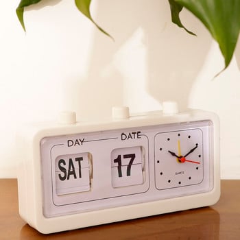 Vintage Ξυπνητήρι ρετρό χαλαζία Αναστροφή ημερολογίου Εμφάνιση ρολογιού ημέρας ημερομηνίας ώρας Εμφάνιση ρολογιού για διακόσμηση υπνοδωματίου σπιτιού