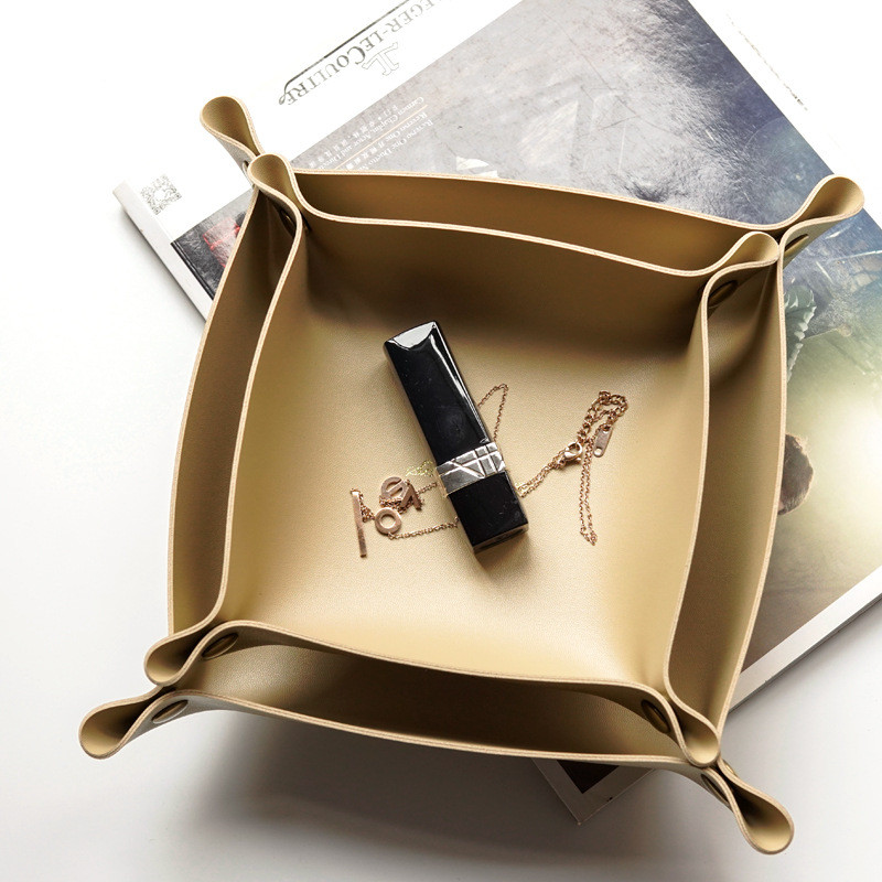 1PC PU ādas glabāšanas kaste Galda paplāte Rotaslietas Kosmētiskais Tālrunis Atslēga Maks Monētu grozs Saliekams uzglabāšanas futrālis Galda organizators